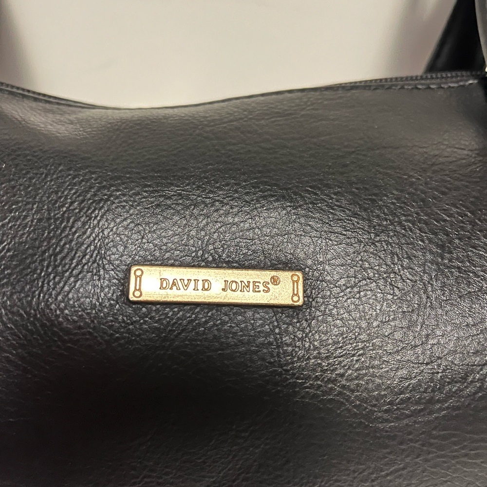 Black Leather Tote Purse by David Jones Paris - Picture 5 of 8